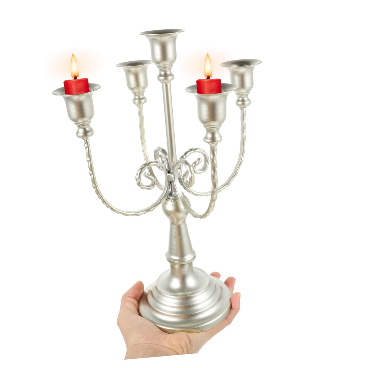 HAKIDZEL European Style Metal Candelabra Candle Stand Holder Vintage Retro Design Desktop Candlesticks for Wedding Anniversary Home Tabletop Ornament (Light Gold 5-Arm)
