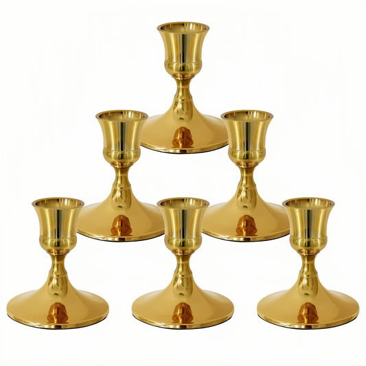 Vintage Gold Taper Candle Holders, Set of 2, Metal Taper Candlestick Holder for Dinner Room Table Centerpiece, Wedding Reception, Festive,Mantel Decoration, Home Decor (Titanium Gold)