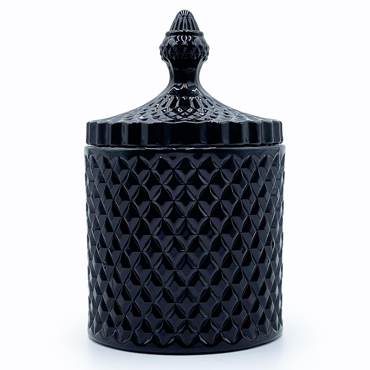 YILUSHENGHUA Colorful Glass Jar With Lid,Mystery Jewelry Jar,Large Halloween Candy Dish,Trinket Dish,Candy Cookie Jars,Buffet Biscuit Containers Food Storage(Black)