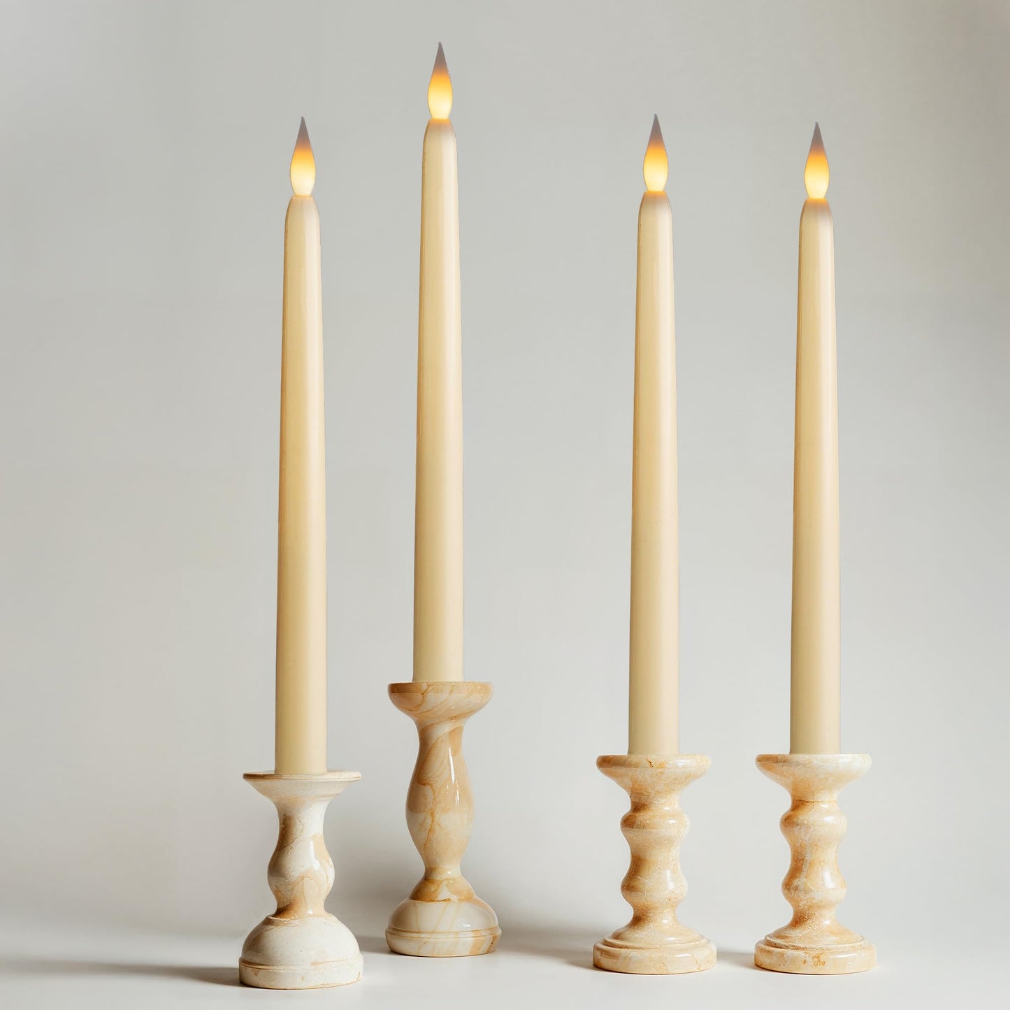 WYZworks 60 Pack, 11" LED Flameless Ivory Taper Flickering Candles Lights, Clickable On/Off Button, Battery Operated Electric Long Tall Candlesticks for Holiday Christmas Candelabra Wedding Window