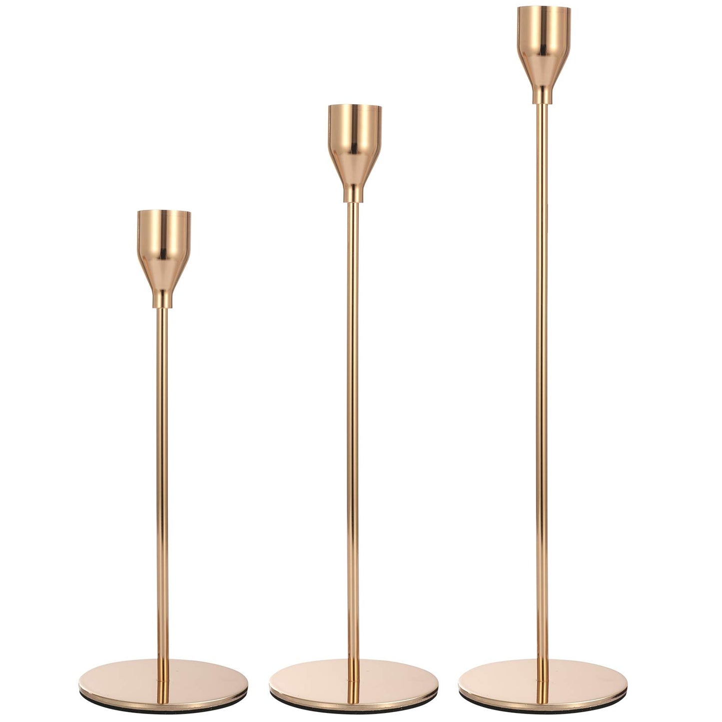 Anndason Set of 6 Pink Gold Candlestick Holders Pink Gold Candle Holder Taper Candle Holders Candle Holders Decorative Candlestick Holder for Home Decor, Wedding, Dinning, Party, Anniversary (Gold)