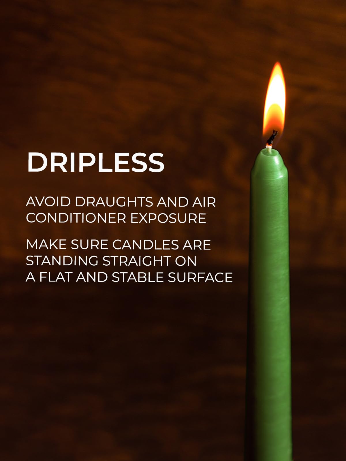 CANDWAX 10 inch Taper Candles - Set of 4 - Dripless, Unscented and Smokeless - Green Tapered Candle Sticks - Perfect for Dinner - Grass Green Candles