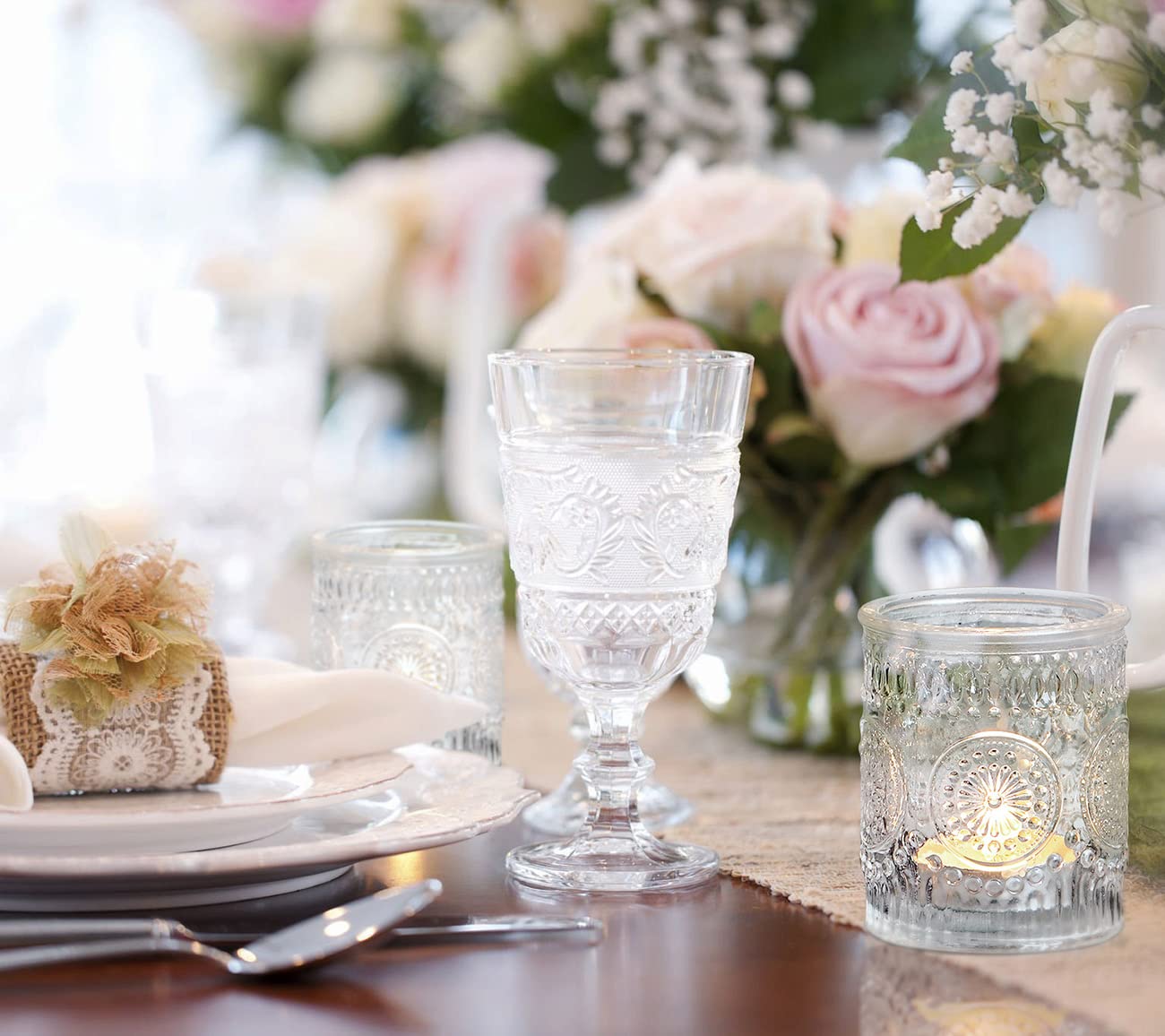 Lanttu 12 Pcs Clear Glass Votive Candle Holders for Wedding Table Centerpiece, Clear Tea Lights Candle Holders Bulk for Dinner Birthday Bridal Shower, Christmas, Thanksgiving Party Decor