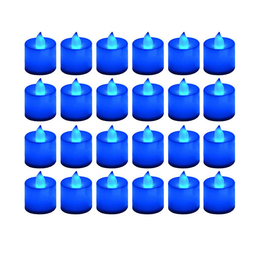 LANKER 24 Pack Flameless Led Tea Lights Candles, Flickering Blue Battery Operated Electronic Fake Candles, Decorations for Wedding, Party, Christmas, Halloween and Festival Celebration (Blue)