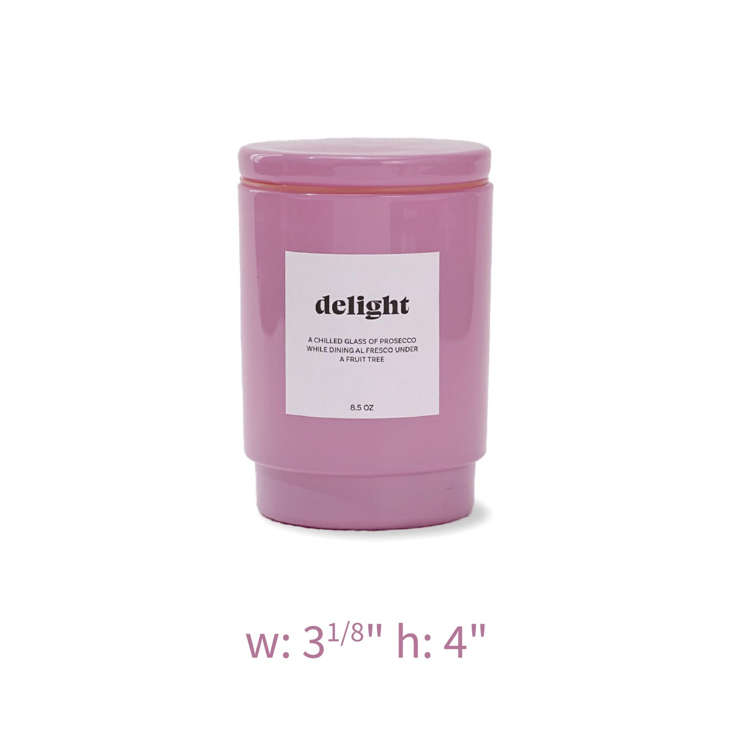 AromaLight 8.5oz with Lid Glass Jar Candle in Pink – Blushing Pink Prosecco Scent, Delight Collection, Perfect Mini Gift