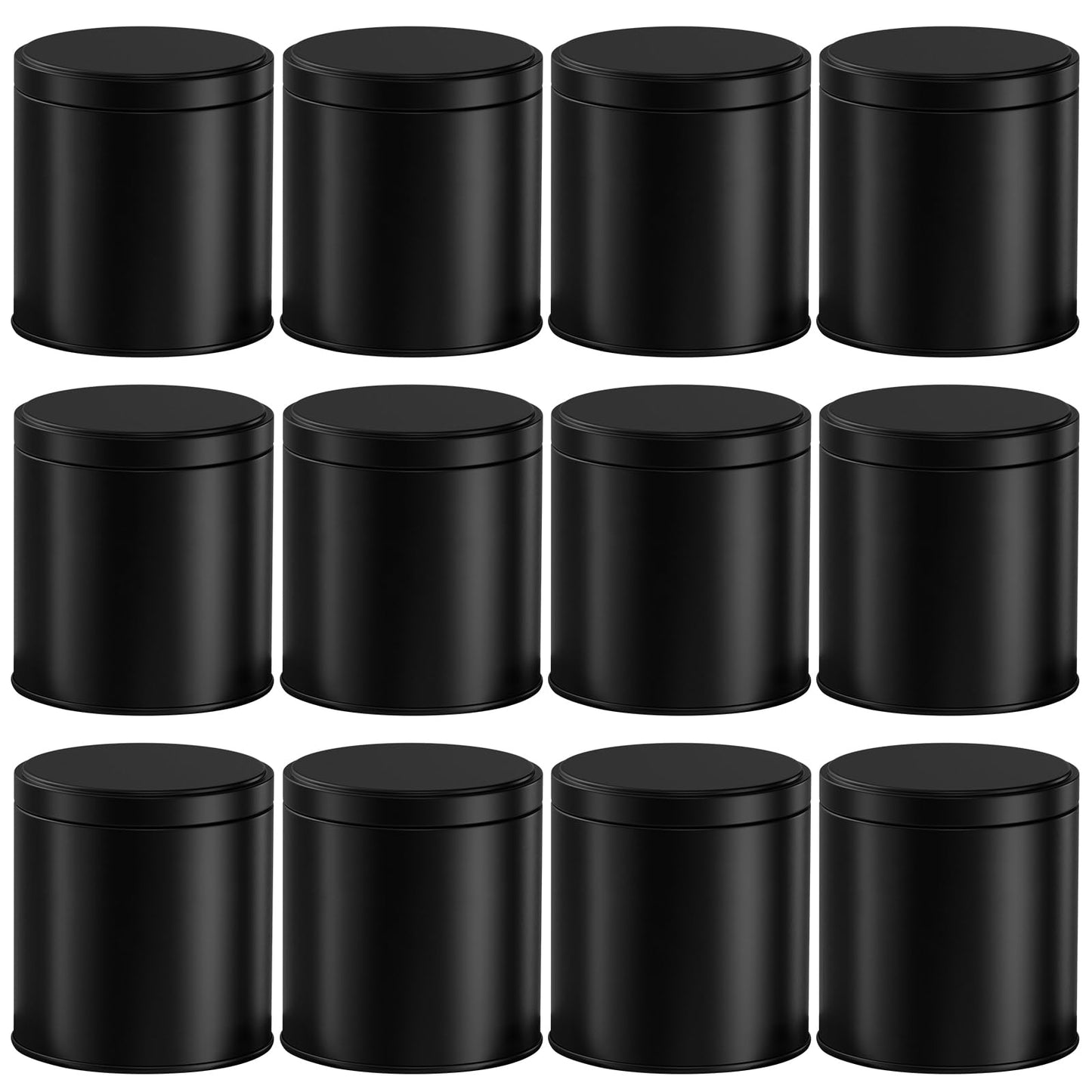 Nexuraze Empty Candle Tins for Making Candles with Lids, Tinplate Material, Warning Label Printed on Can Bottom (Black)