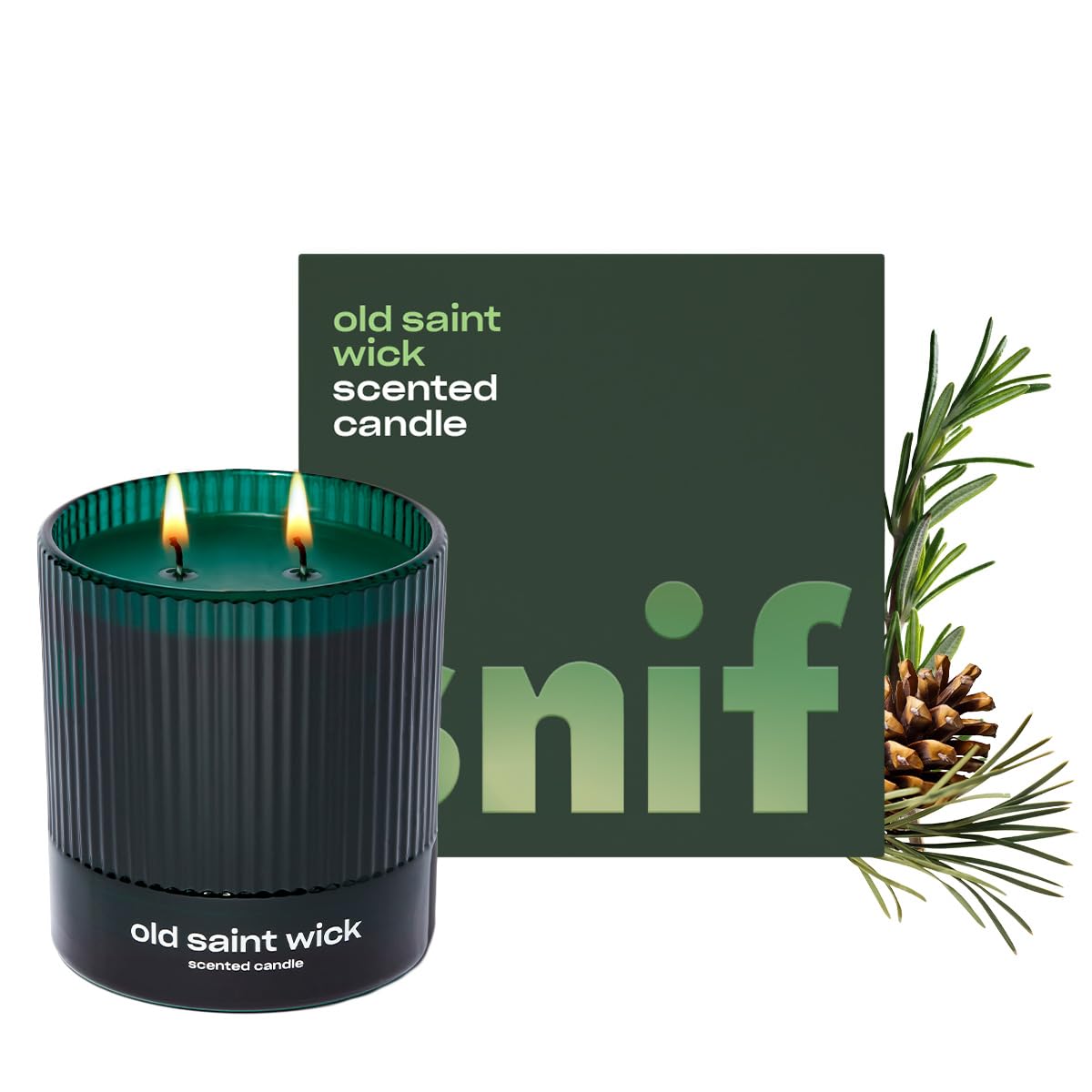 Old Saint Wick Scented Holiday Candle by Snif, Woody, Aromatic, Fir Scent, 50+ Hours, 100% Cotton Fiber Wicks, Soy Wax Blend, Non-Toxic, Vegan, 8.5oz