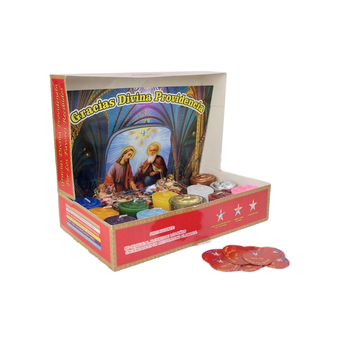 Docenera Divina Providencia | 12-Piece Scented Votive Candles | Colors | Deluxe Edition with Petition Box | New Year