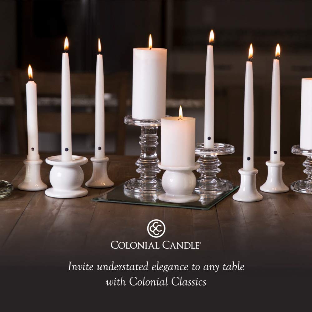 Colonial Candle Unscented Taper Candle, Classic Collection, Coastal Blue, 12 in, Pack of 12 - Up to 10 Hours Burn