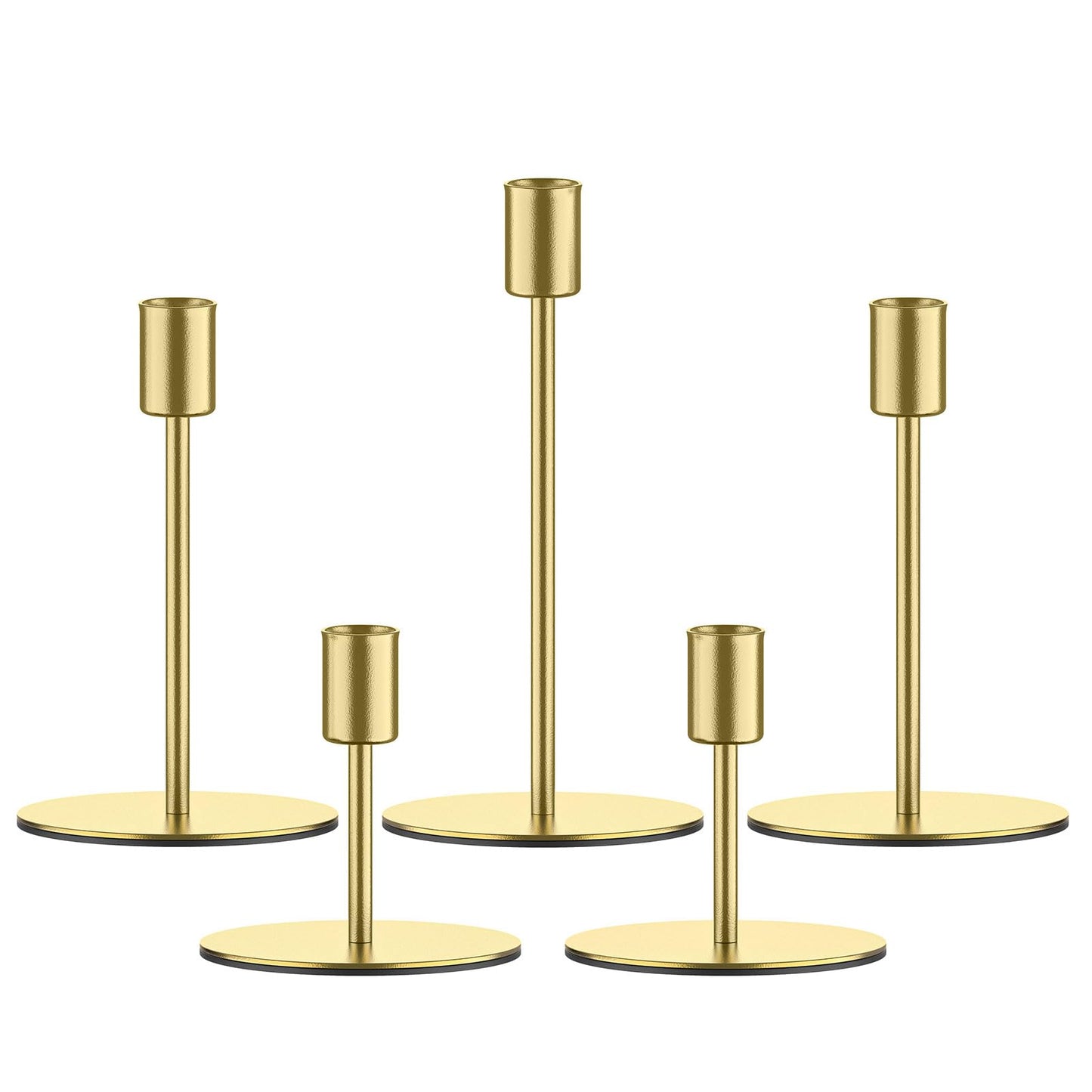 Smtyle Gold Taper Candle Holders for Candlesticks Set of 5 Matte Finial for Wedding Dining Table Centerpiece,Golden Birthday Gifts Decor