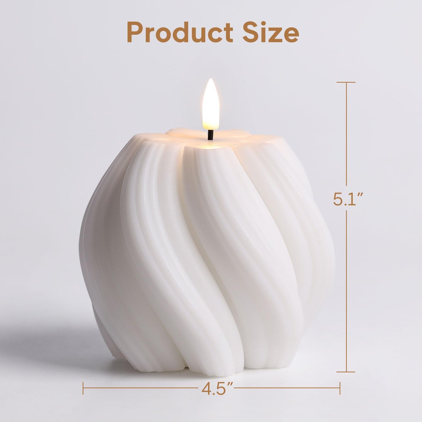 Girimax White Swirl Flameless Candles with Remote, Aesthetic Twirl LED Pillar Candle Housewarming Gift Home Shelf Decor 1 Pack
