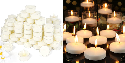 Soy Tealight Candles 120 Pack, 6 Hours Long Burning,3 inch White Floating Candle, 60 Pack