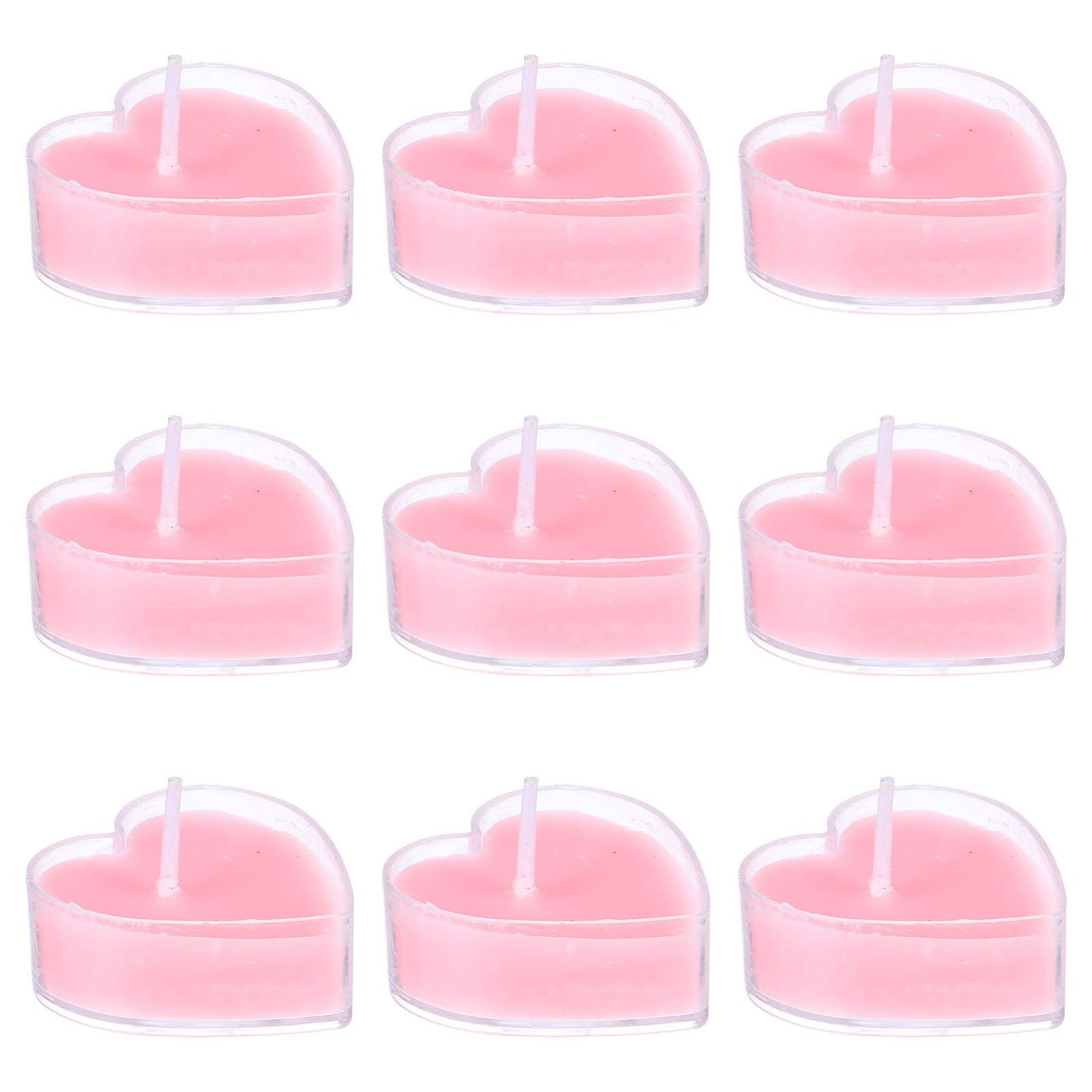 TOPPERFUN 9Pcs Heart Shaped Scented Tea Candles Smokeless Aromatherapy Wax for Home Wedding Decor Romantic Atmosphere Pink Rose Fragrance Eco Friendly Multi Use