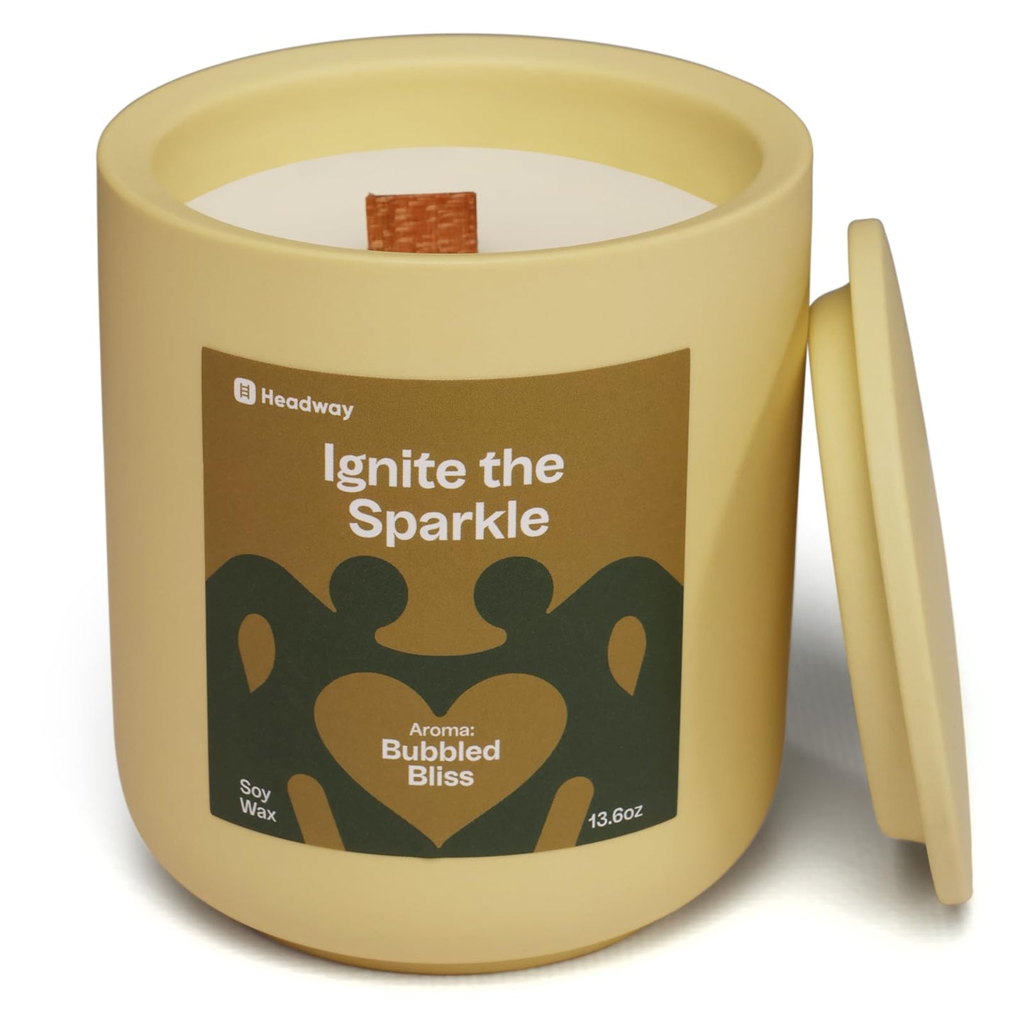 Headway Yellow Jar Scented Candle - Champagne Fragrance - 100% Soy Wax Scented Candles for Home, Valentines Day - Couples Gifts - Long-Burning Aromatherapy