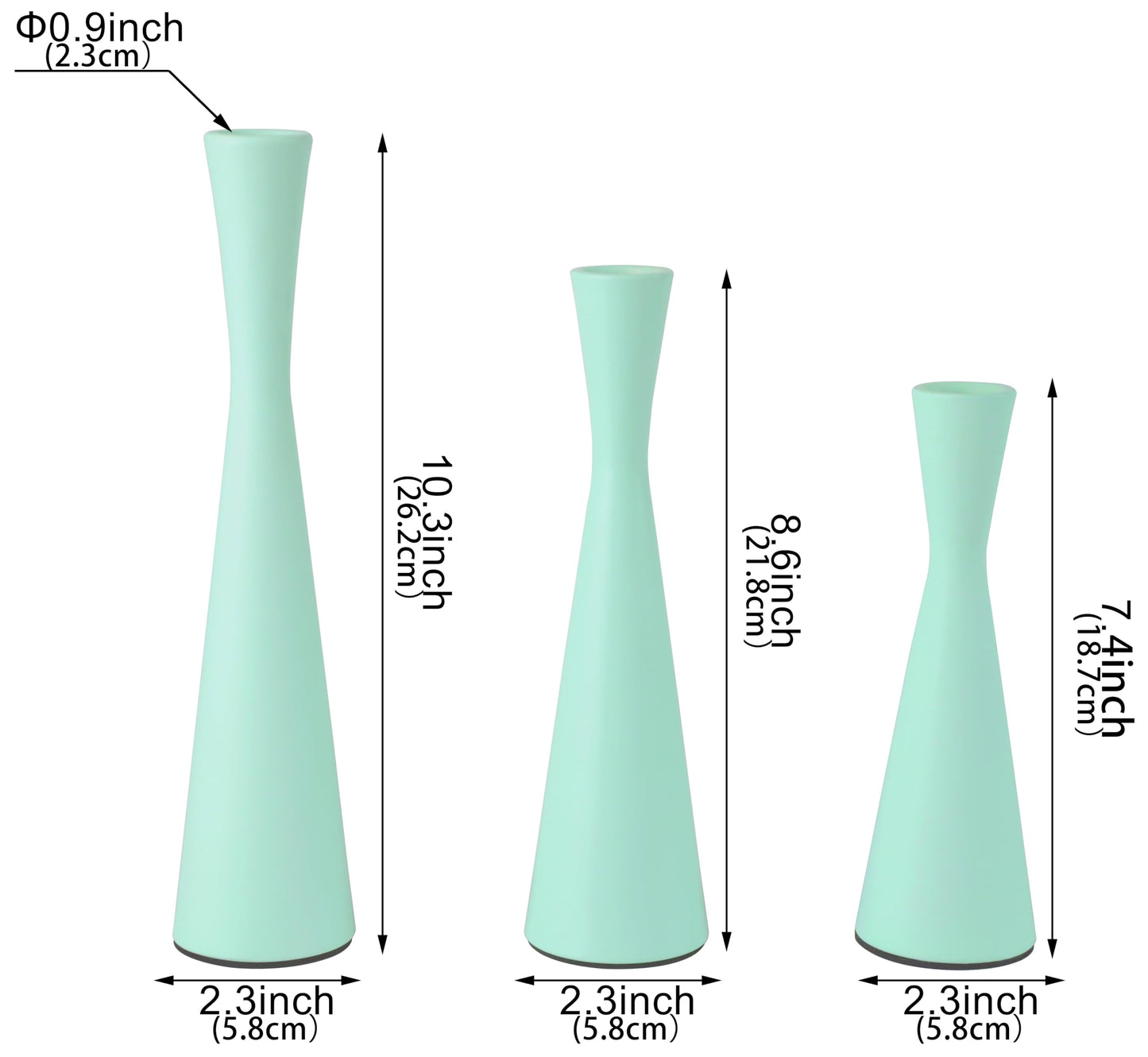 Vixdonos Taper Candle Holders Metal Candlestick Holders Set of 3 Table Mantel Decorative Candle Stand for Dinning,Party，Wedding,Home Decor(Light Green)