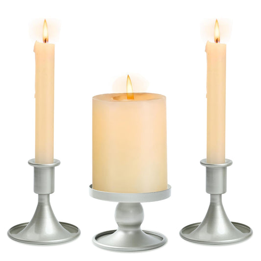 Unity Candle Holder - Unity Candle Holders for Weddings, Metal Unity Candlestick Holder Set of 3, Decorative Unity Candle Stand for Wedding Ceremony Table Centerpiece Decoration Gift (Silver)