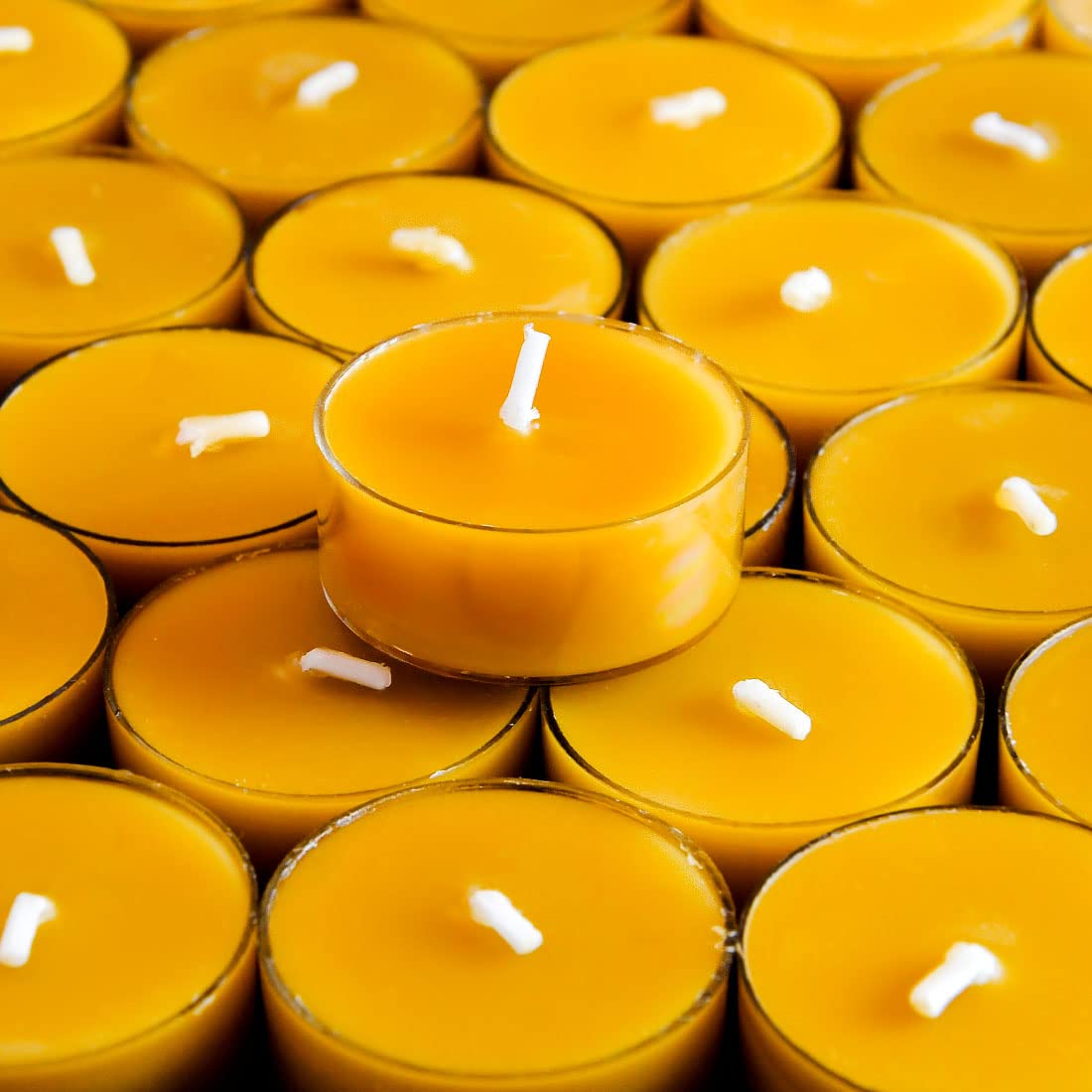 16PCS Pure Beeswax Tealight Candles, Natural Scent, Clear Cup
