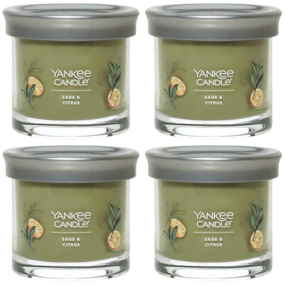 Yankee Candle Small Tumbler Scented Single Wick Jar Candle, Sage & Citrus, Over 20 Hours of Burn Time, 4.3 Ounce (Pack of 4)