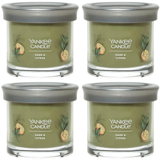 Yankee Candle Small Tumbler Scented Single Wick Jar Candle, Sage & Citrus, Over 20 Hours of Burn Time, 4.3 Ounce (Pack of 4)