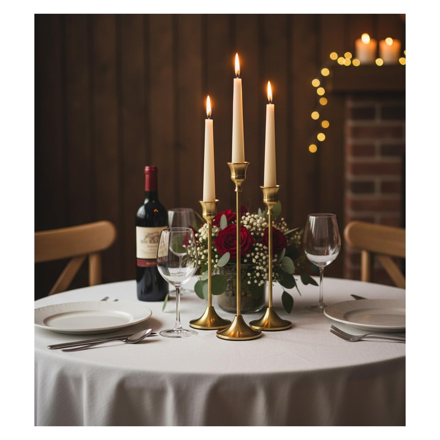 Candle Holder, Modern Minimalist Brass Gold Metal Candlestick Holders, Set of 3 Tall - Elegant Taper Candle Holders for Table Centerpiece, Wedding, Dinner Party Home Decor (2 Set 6 pcs)