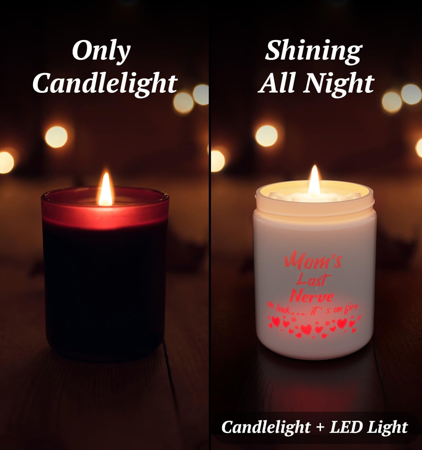 Mother's Day Candles with LED Light, Holiday Candle Gifts for Mom, Christmas Gifts for Women, Juniper&Lavender Scent Candles, Perfect for Xmas,Winter Décor,Over 40 Hours of Burn Time, 100% Soy Wax