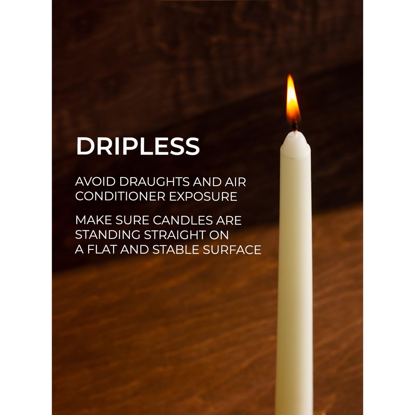 CANDWAX 10 inch Tapered Candles - Set of 12 Pearl Unscented Dripless Candlesticks - Perfect for Dinner - Ivory Candle