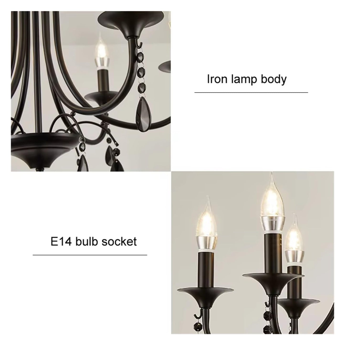 American Luxury Crystal Pendant Light Living Room Restaurant Bedroom Kitchen Cafe E14 Candle Light Chandelier,Comfortable Lighting
