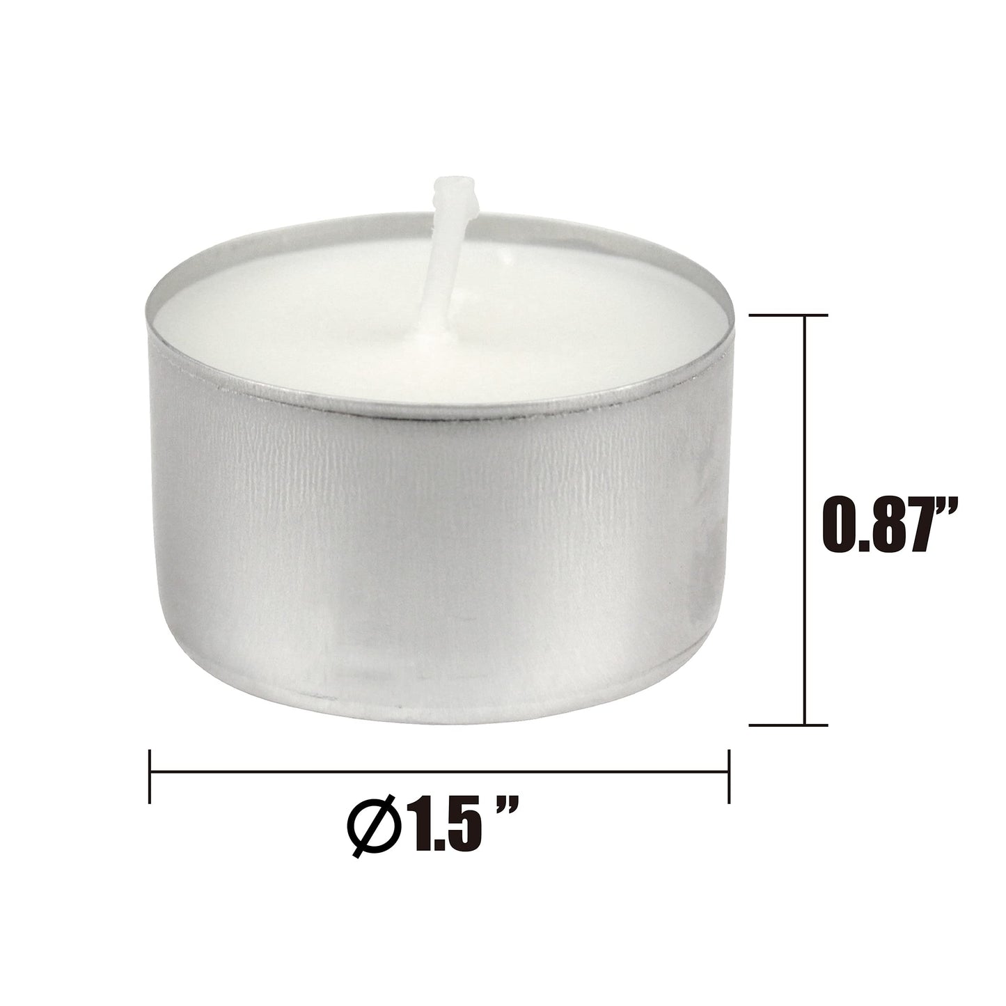 Stonebriar Tea Light Candles - 300 Pack, Unscented, 8 Hour Burn Time, Clear Wax, Model DTL-300-8