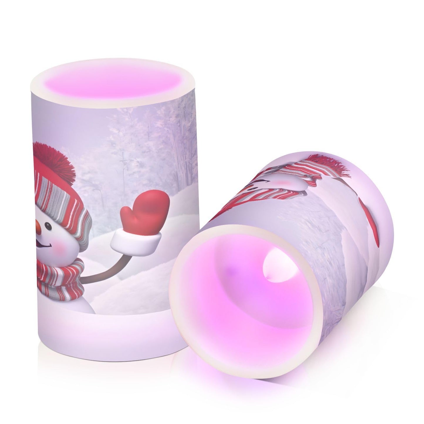 ALAZA Christmas Cute Snowman Winter Flickering Flameless Candles Battery Operated with Remote Timer,Tea Light Candles LED Pillar Votive Candles Set of 2 for Outdoor Indoor Decorations