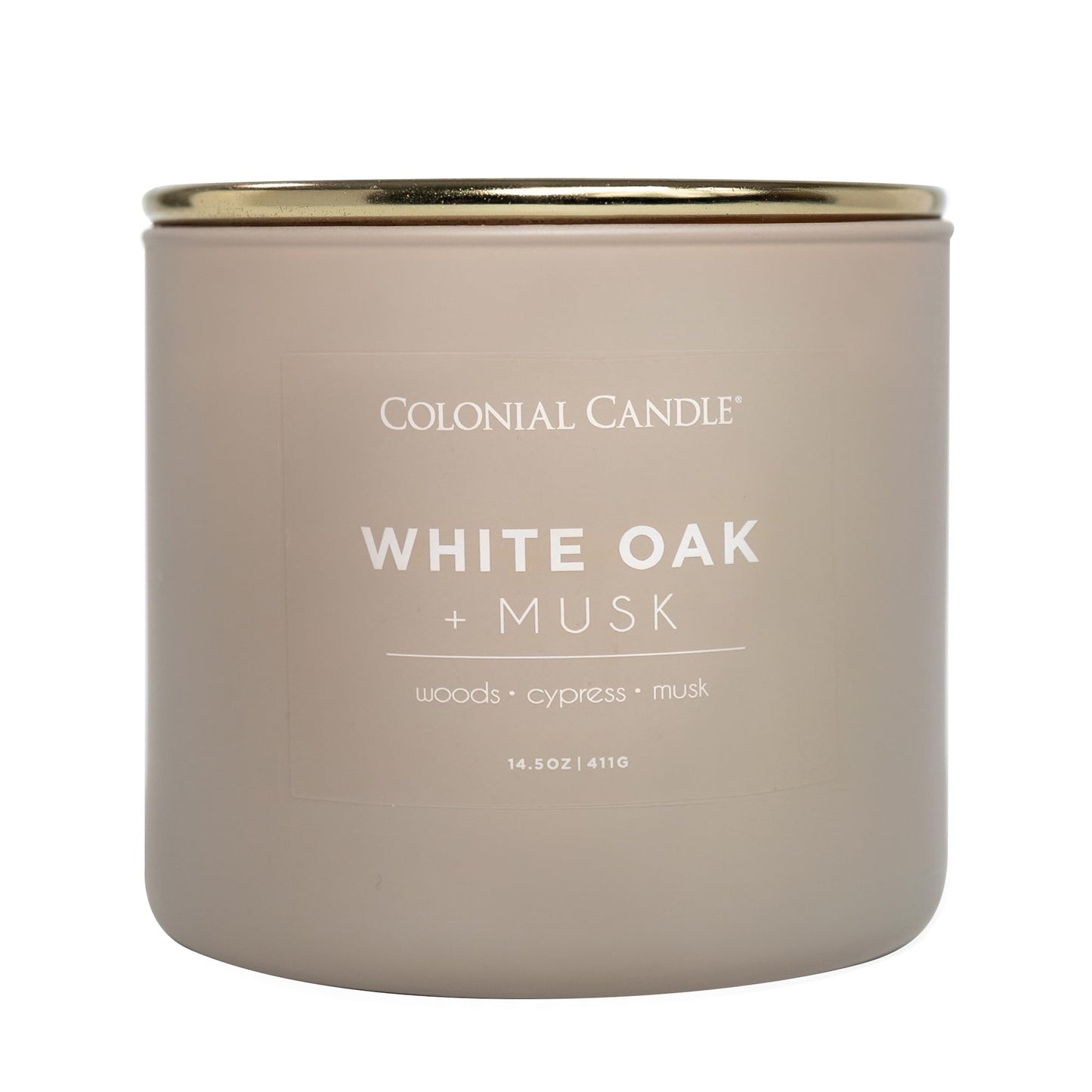 Colonial Candle White Oak & Musk Scented Jar Candle, Pop of Color Collection, 3 Wick, 14.5 oz - Up to 60 Hours Burn