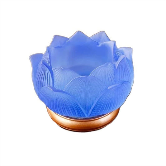 cfycfy987 Candelabra Glazed Lotus Candlestick Household Decoration Ornaments Candle Holder Household Offering Lamp Holder Candle Sticks Holder(Blue)