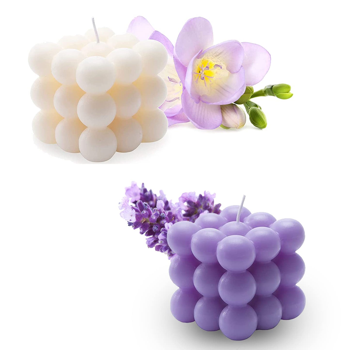 Carol Cao Bubble Candle - Cube Soy Wax Candles, Home Decor Candle, Scented Candle Set 1 Pieces, Home Use and Gifting (Purple) Christmas Gifts