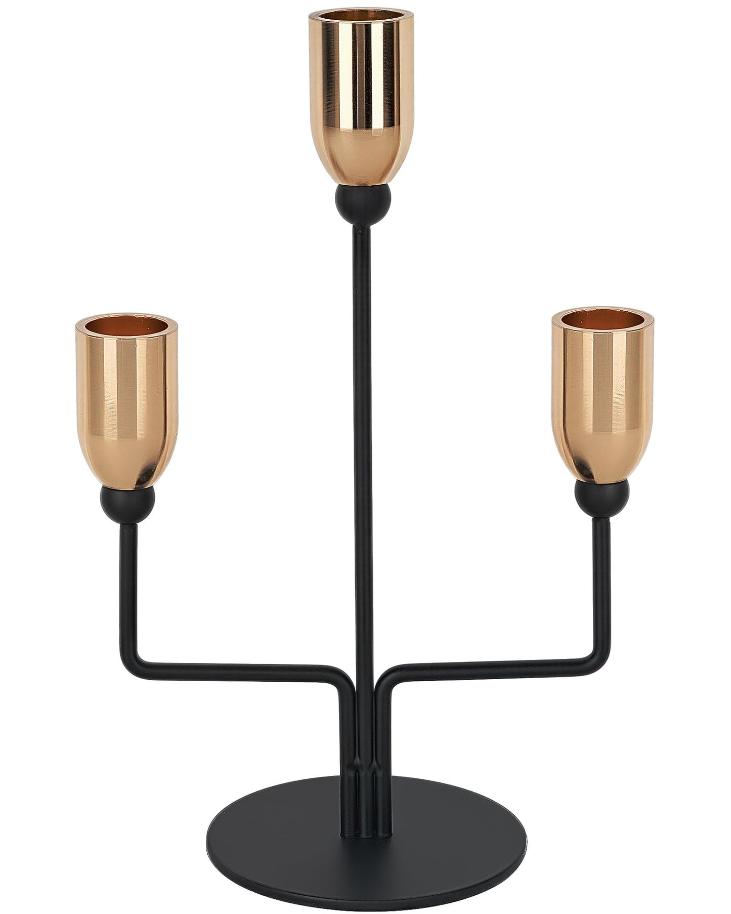 LHQOO Metal Triple Taper Candle Holder, Modern Gold & Black Candle Holder with Stable Base, Decorative Candle Stand for Home Decor, Wedding, Dining, Party, Anniversary