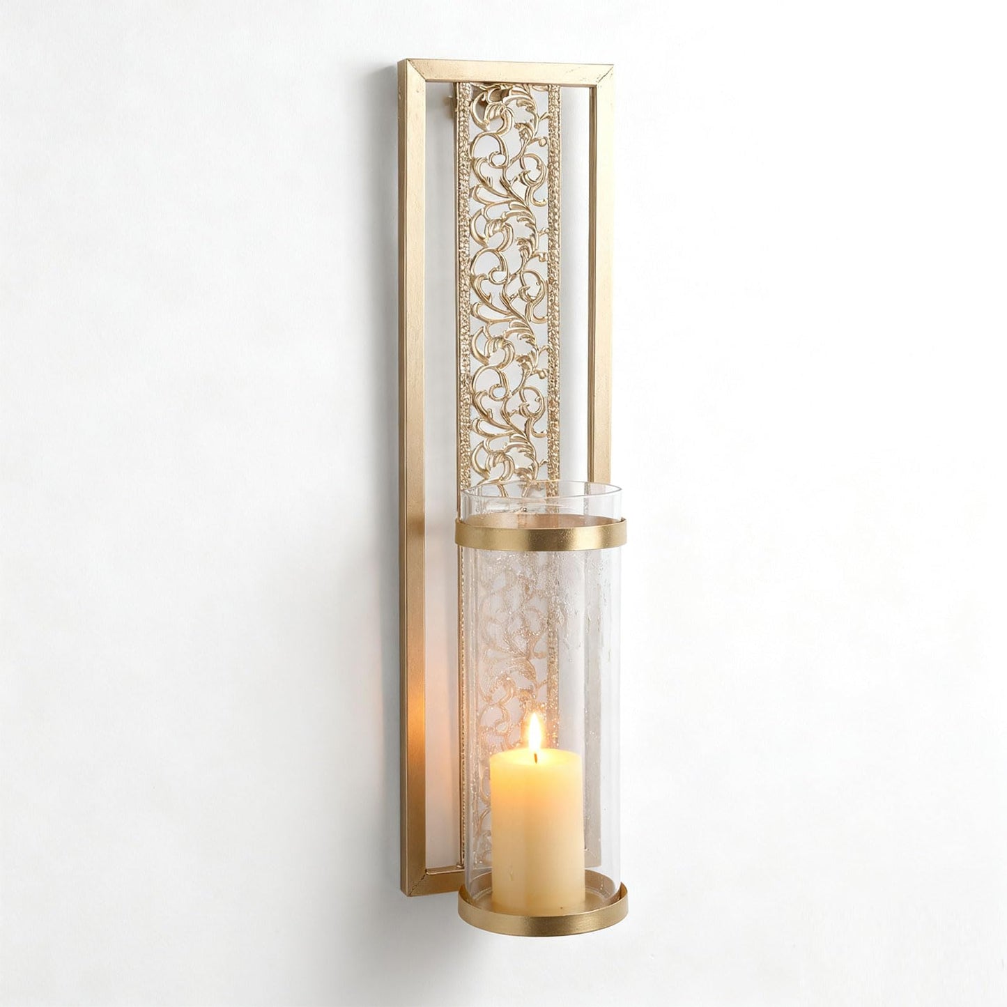 YUEHISY 2pcs Wall Candle Sconces, Wall Mounted Holders with Transparent Glass, Easy Installation, for Living Room Bedroom Bathroom Decor (Gold)