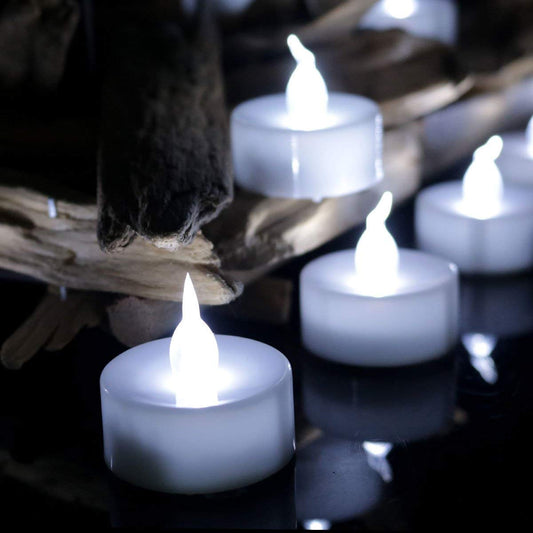 Anziner Led tealights,24 Pack Flameless Candles Lights Realistic Flickering Battery Operated Led Tea Lights Candles for Christmas,Wedding, Birthday, Halloween Gifts Home Decoration in Cool White