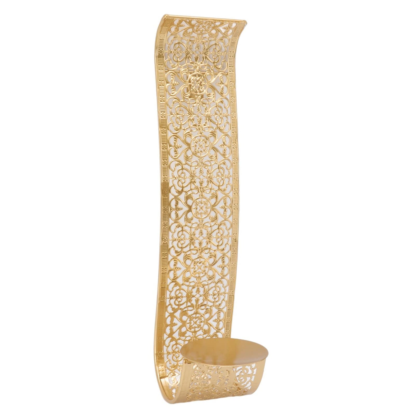 Shelving Solution Wall Sconce Candle Holder Gold Hollow Carved Exquisite Details Metal Wall Candle Holder for Bedrooms