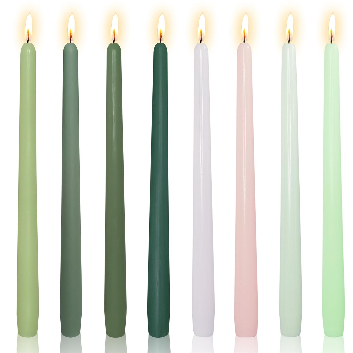 Gedengni 8pcs Green Colorful Candle Sticks Taper Candlesticks,10 Inches Pink Tapered Candles Green Candle Stick Colorful Taper Candle Blue Dinner Candle Wax for Home Party Women Gift Sets