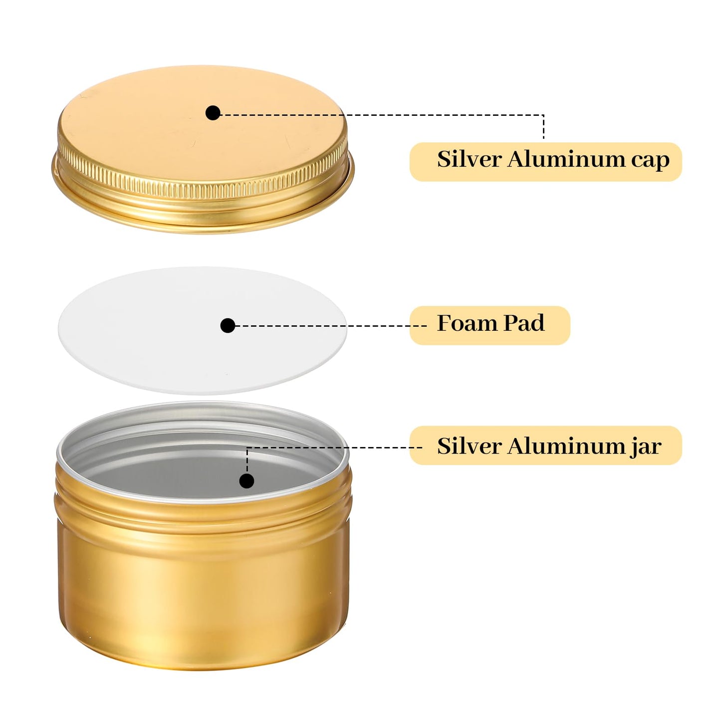 Patelai 36 Pcs 4 oz Metal Round Tins Aluminum Tin Cans Salve Tins Containers with Screw Lid 10 Sheets Stickers for Salve Spice Candies Balms Candles(Gold)
