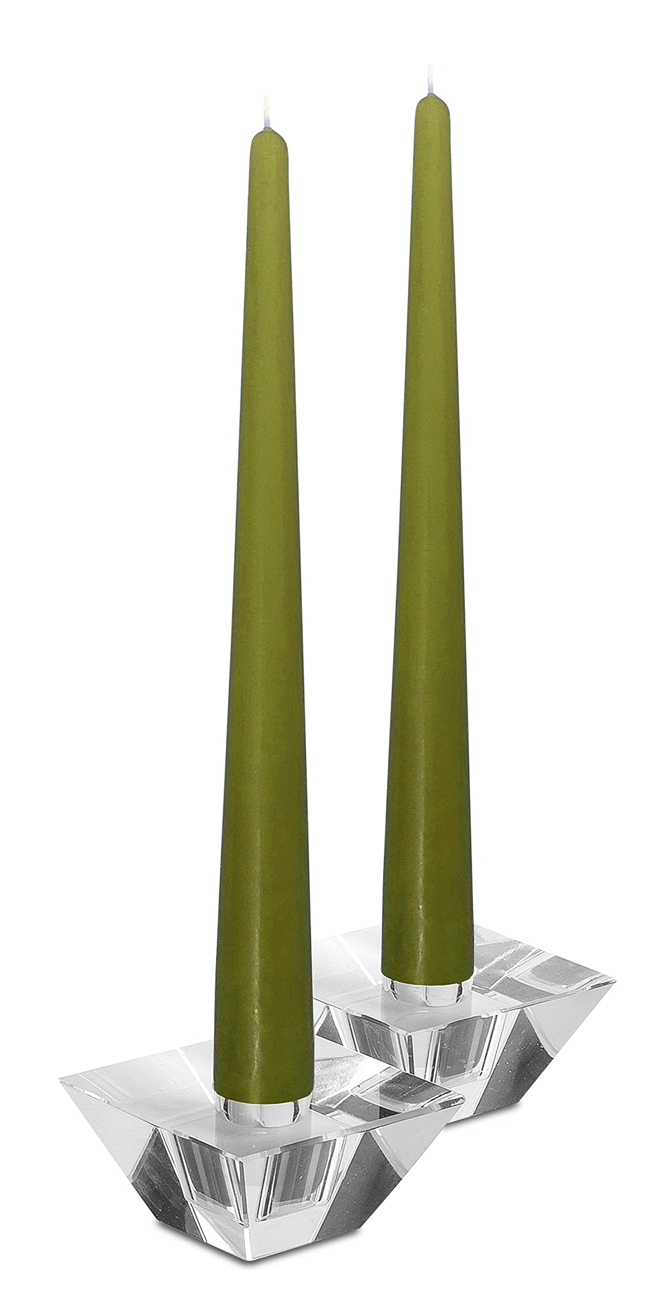 Hyoola Tall Taper Candles - 14 Inch Olive Green Unscented Dripless Taper Candles - 12 Hour Burn Time - 12 Pack