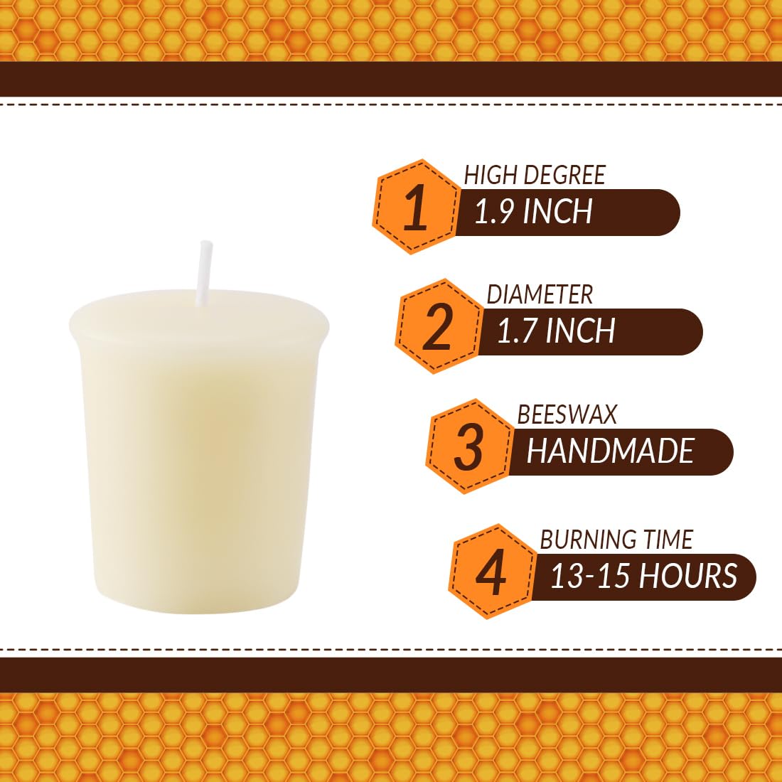 Pure Ivory White Beeswax Votive Candles-4 Pack Natural Votives Set for Home Room Decor Party Wedding Spa,12 Hours Burn