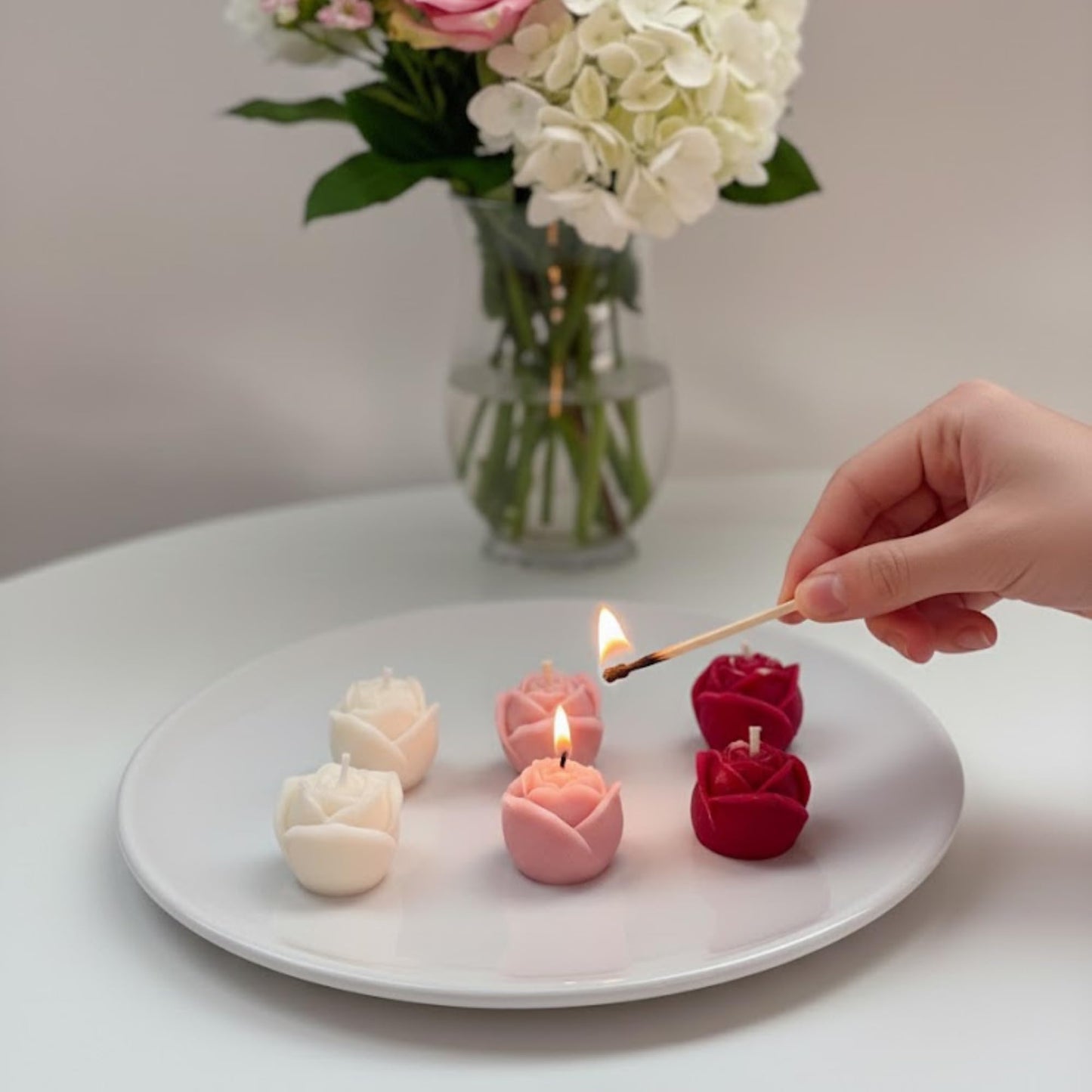 6 Pieces Rose Shaped Candles, Handmade Delicate Flower Candles for Valentine's Day, Party, Wedding, Spa, Home Decoration Gifts, Mini Floral Scented Candle Set Bulk