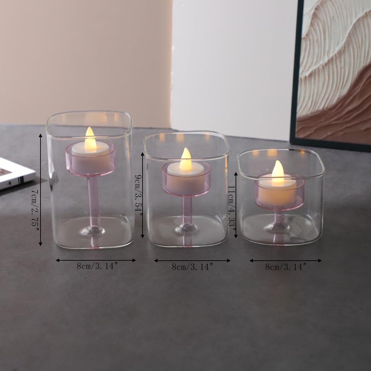 Maimeili Glass Candle Holder Hurricane Crystal Decorative Candle Fits Standard Tealight for Table Wedding Dinning Centerpieces Party Supplies Home Decor