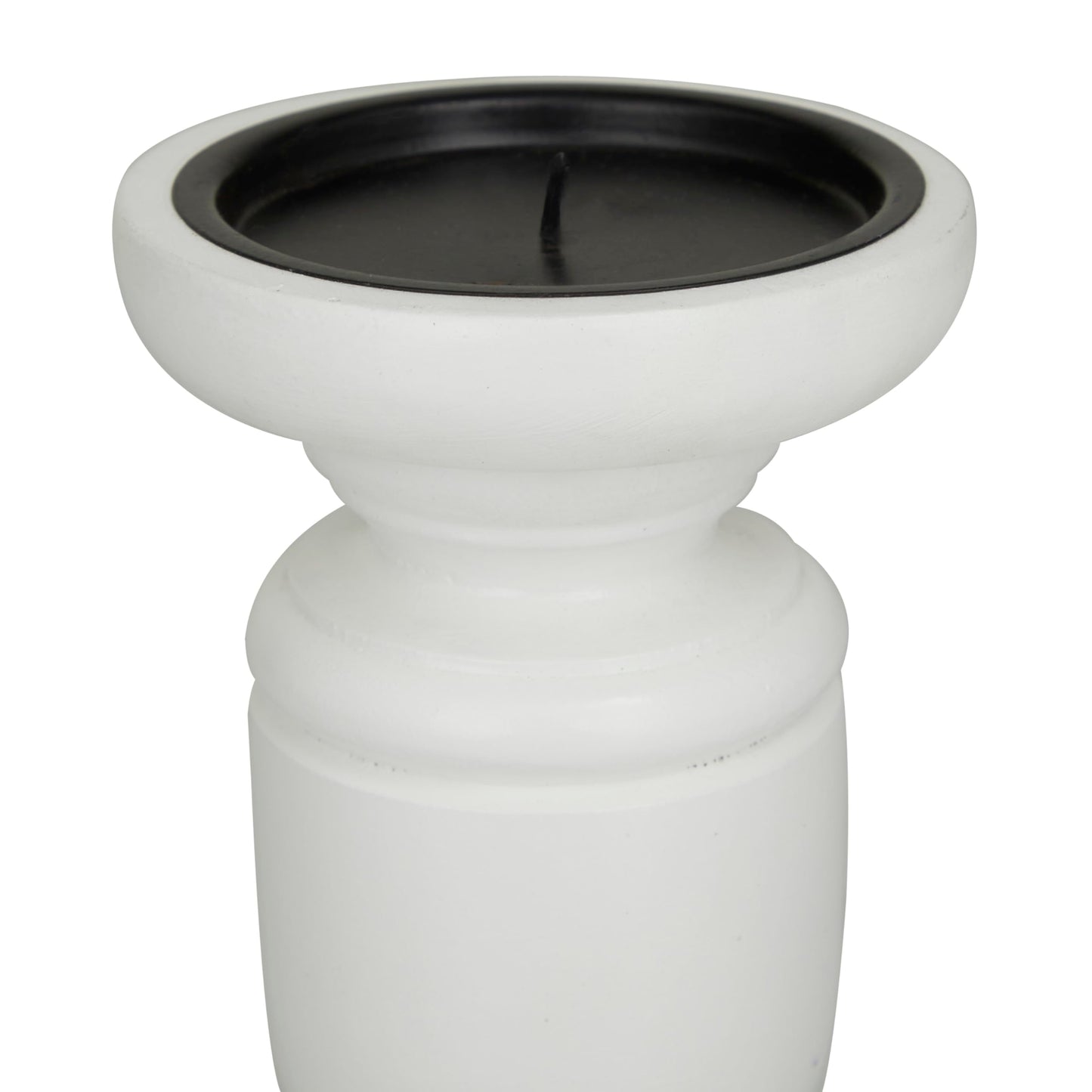 Deco 79 Mango Wood Turned Style Pillar Candle Holder, Set of 3 10", 8", 6"H, White
