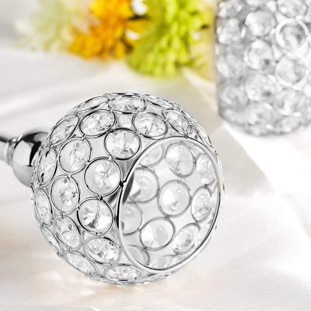 Candle Holder Candle Decoration Crystal Candle Holders 3 Arms European Classic Romantic Arch Iron Crystal Ball Candle Stand Centerpieces for Wedding Valentines Day, Dinning Room Table Decoration