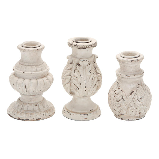 NIKKY HOME Taper Candle Holders Set of 3, Vintage Candle Stand Decorative Resin Candlestick for Wedding Party Mantle Fireplace Dining Room Table Centerpieces Decor