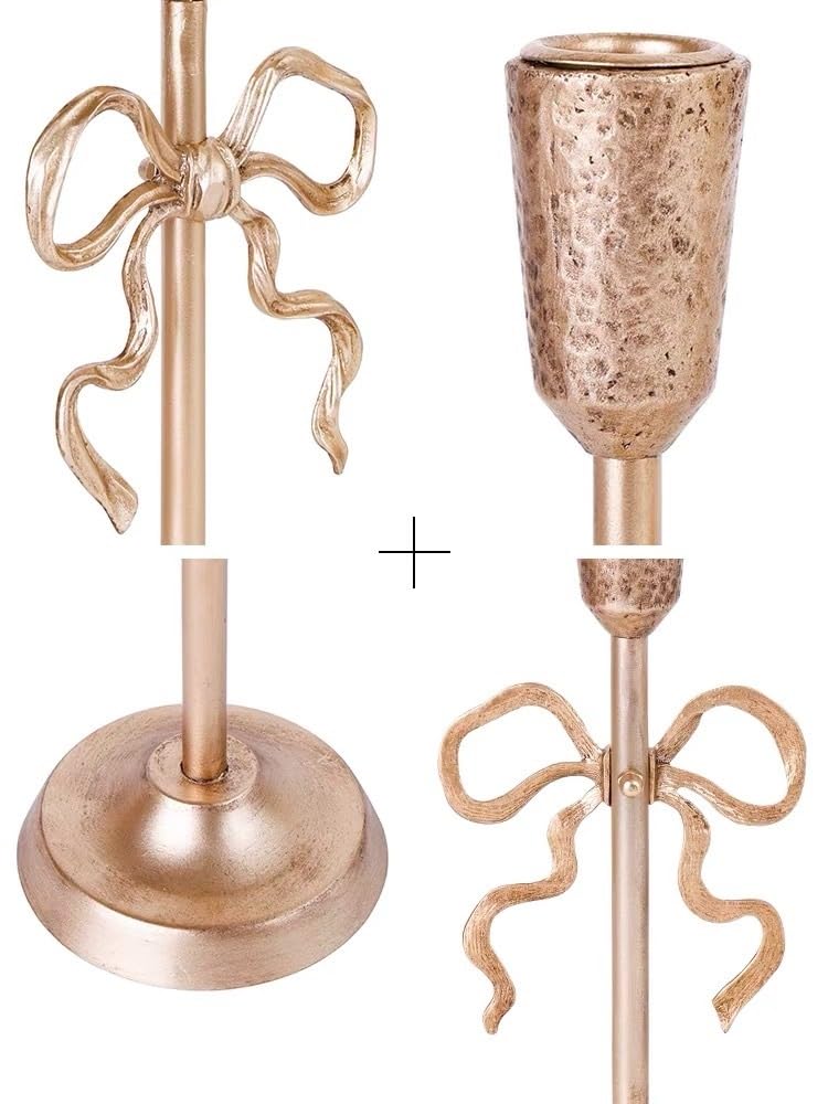Candle Holders 2 Pcs Luxury Gold Candle Holder Ornaments, Elegant Candle Holder for Weddings, Churches, Halloween, Dining and Home Accessories Decorative Candle Holder