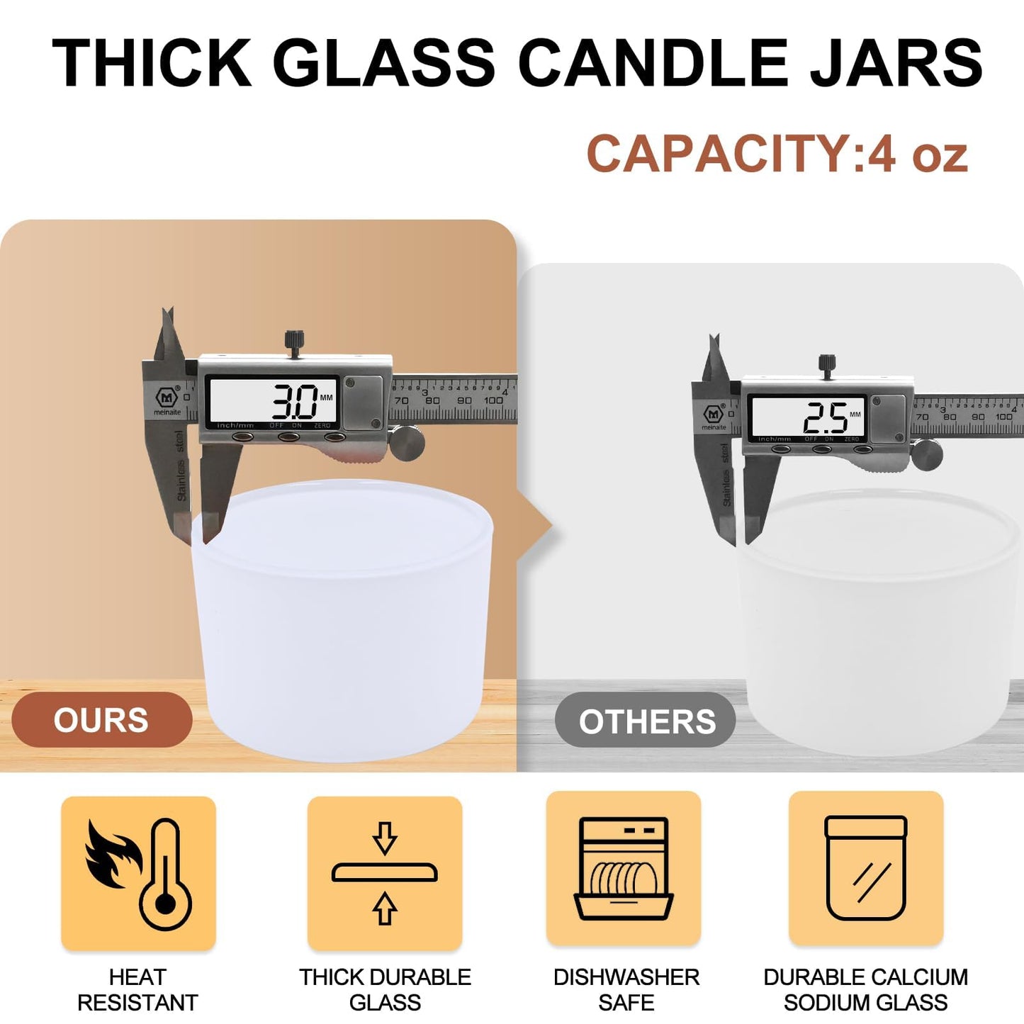 SHOWIN Thick Candle Jars for Making Candles 20 Pcs, 4 OZ Empty Jars with Wood Lids for Candle Making, Sample Container, Matte White