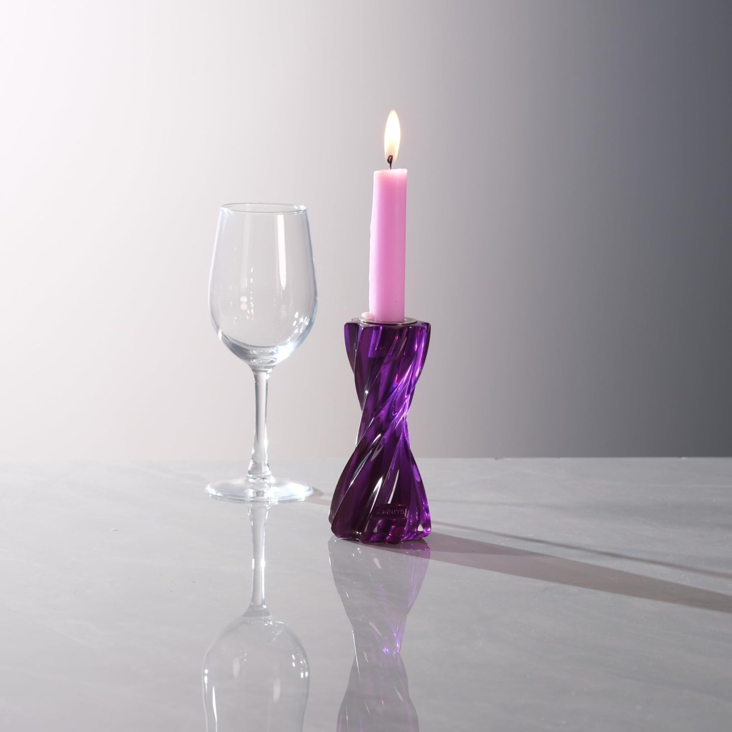 ICNBUYS Twizzle Twist Candle Holder, Decorative Candle Holder for Table Display, Romantic Decoration, Unique Home Décor Aesthetic, Housewarming Gift, Candle Stand Height 5.7 inches Pruple - Resin