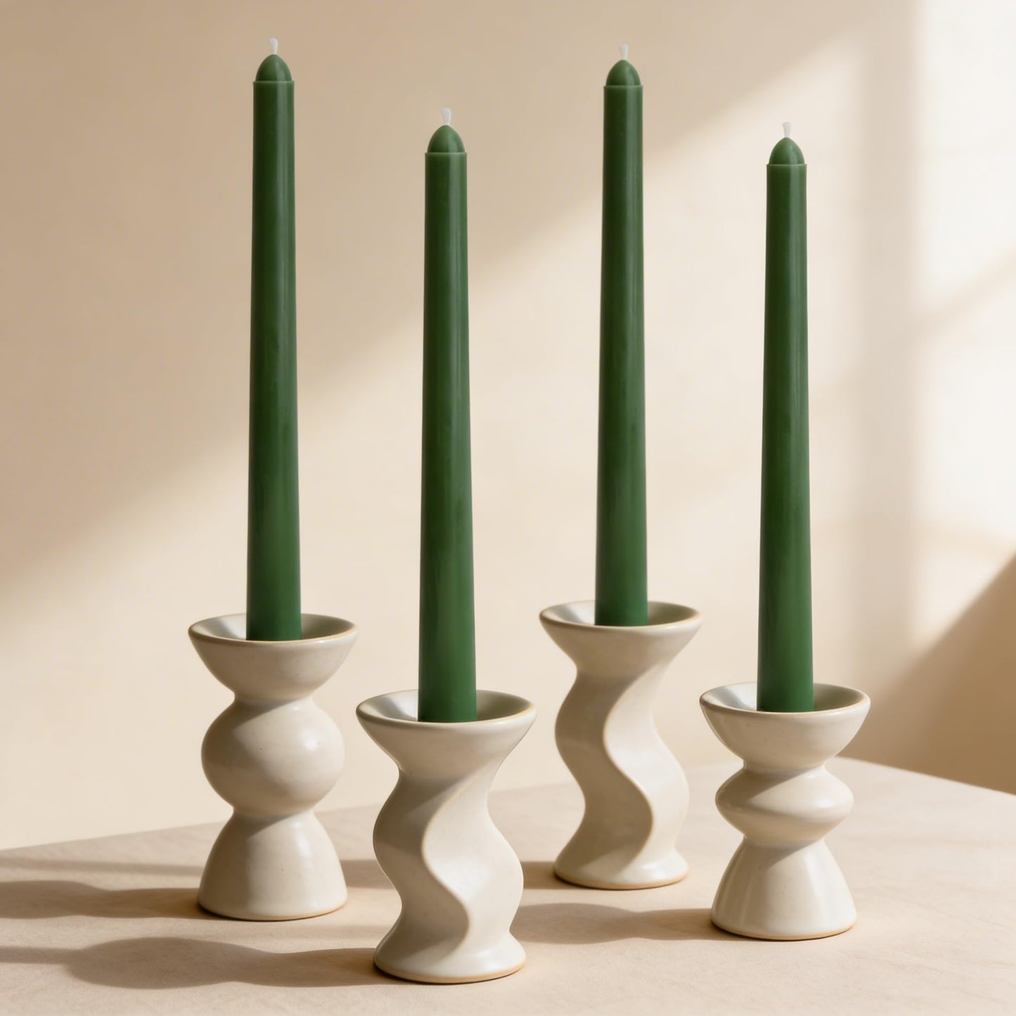 Viyffo Taper Candles, 10 Inch, 12 Pack, Noble Pine Green – Unscented, Dripless & Smokeless Design, Up to 8 Hour Burn – Long Tall Taper Candlesticks for Wedding, Dinner & Home Decor