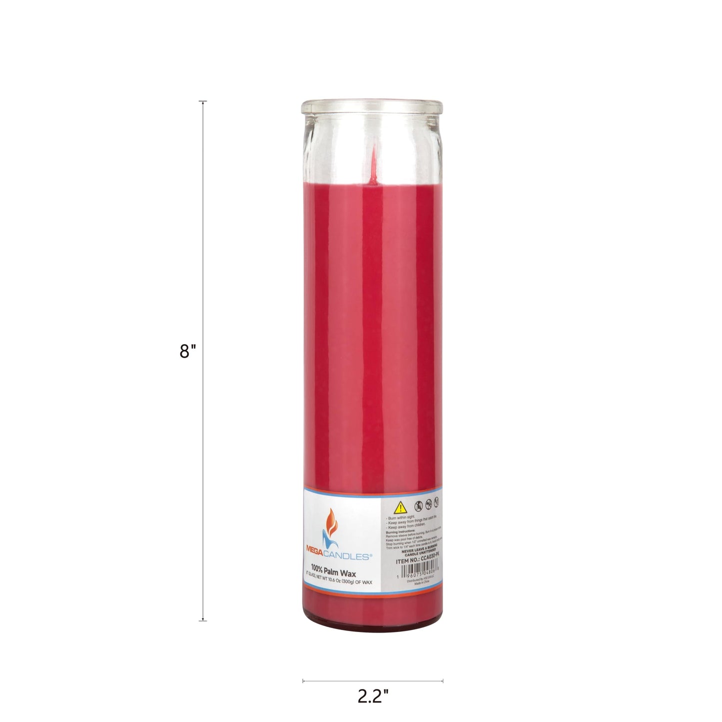 Mega Candles 1 pc Unscented Pink Glass Container Devotional Prayer Candles, Shortening Wax Candle 2 Inch x 8 Inch, Sanctuary, Vigils, Prayers, Spiritual, Blessings, Religious, Altar, Remembrance